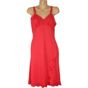 Vintage Red Vanity Fair Dress Slip Midi Length Size 34 Adjustable Straps SP75